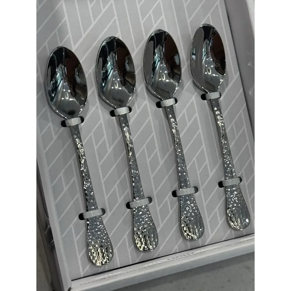 Mikasa EMILIA Hammered Stainless Steel Coffee Spoons Set of 4 NEW